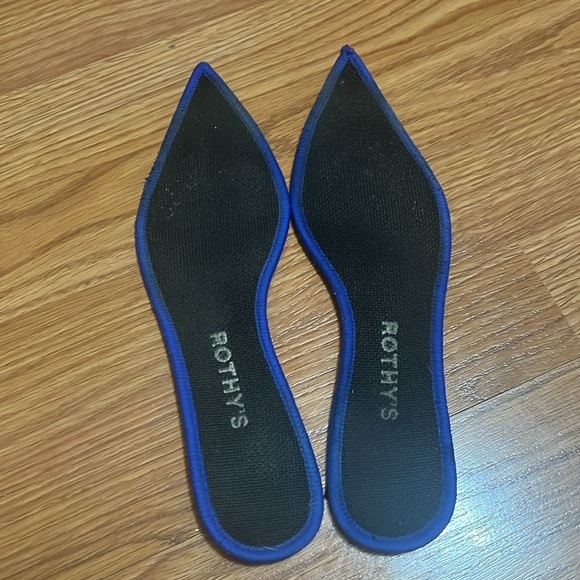 Rothy's Black The Point Flats with Blue Trim - Picture 3 of 4